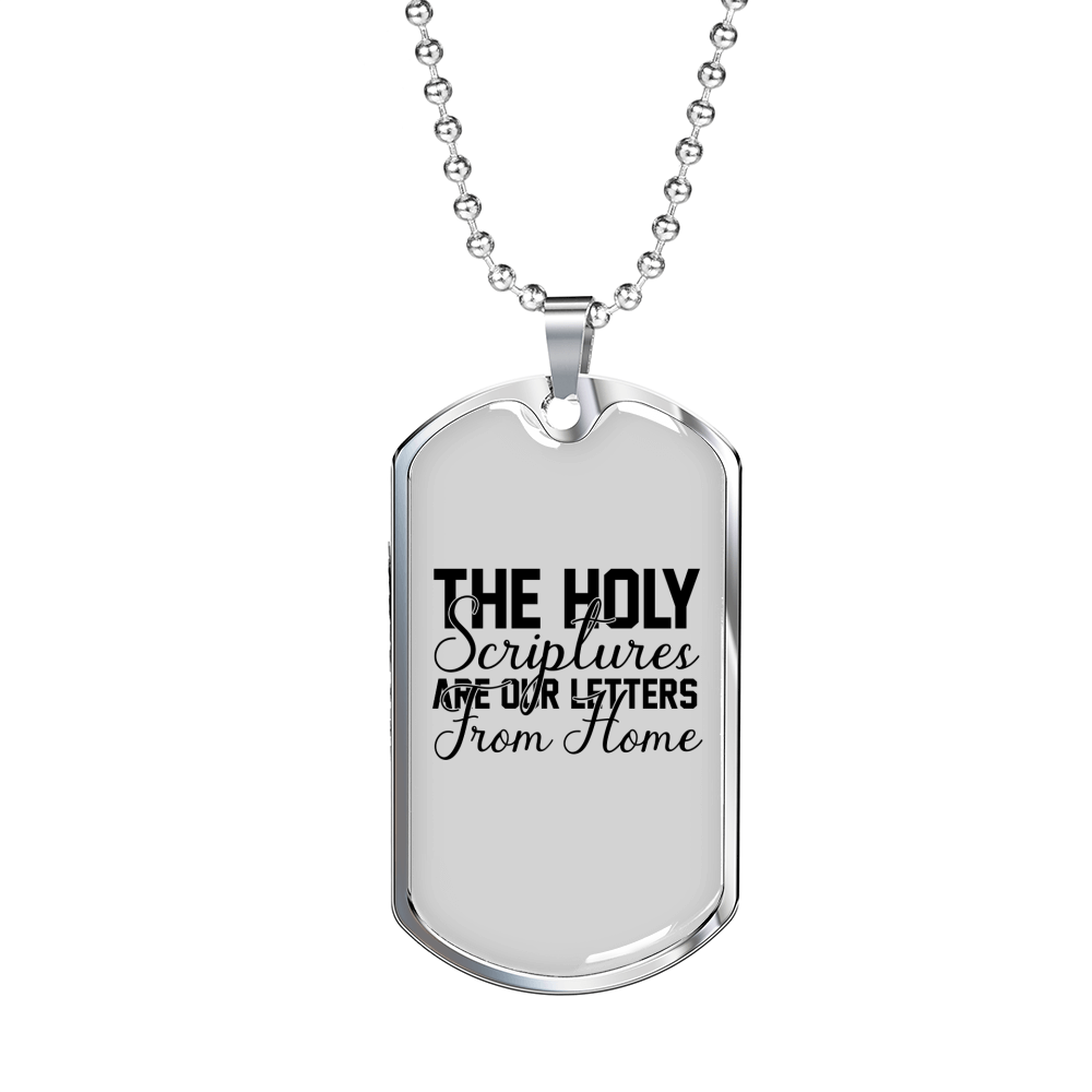 Our Letters From Home Christian Necklace Stainless Steel or 18k Gold Dog Tag 24" Chain-Express Your Love Gifts
