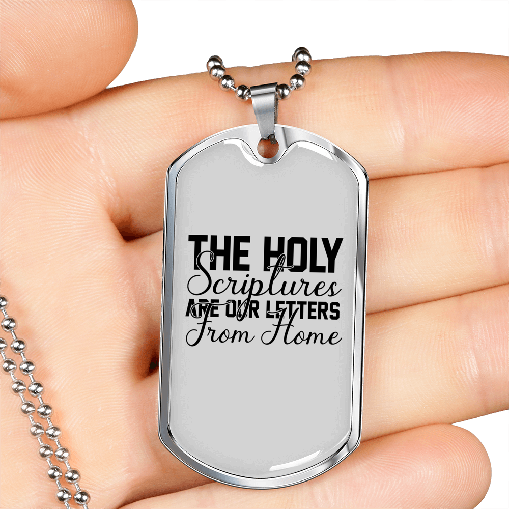 Our Letters From Home Christian Necklace Stainless Steel or 18k Gold Dog Tag 24" Chain-Express Your Love Gifts