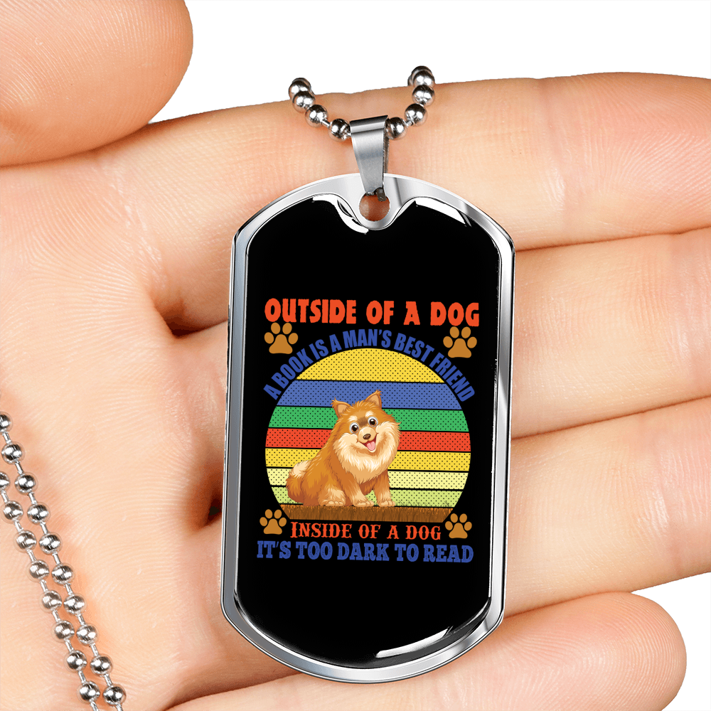 Outside of a Dog Colors Necklace Stainless Steel or 18k Gold Dog Tag 24" Chain-Express Your Love Gifts