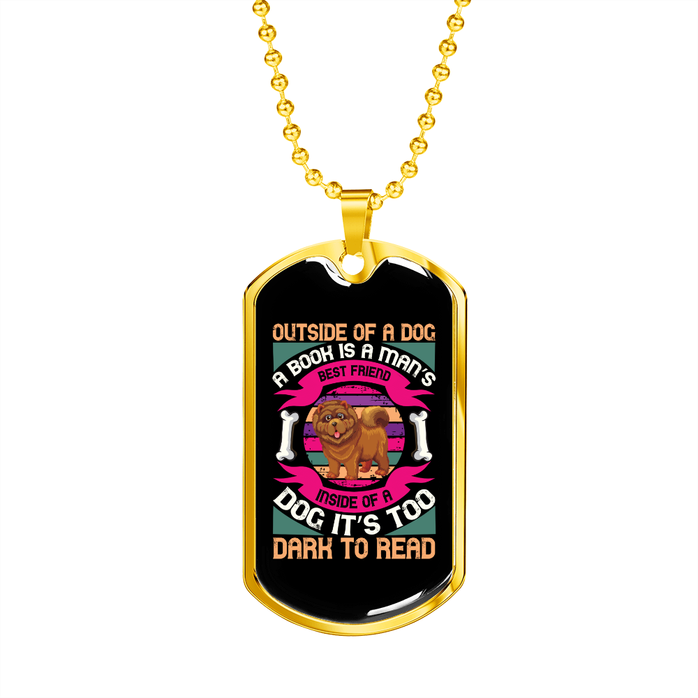 Outside of a Dog Purple Necklace Stainless Steel or 18k Gold Dog Tag 24" Chain-Express Your Love Gifts