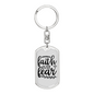 Over Fear Keychain Stainless Steel or 18k Gold Dog Tag Keyring-Express Your Love Gifts