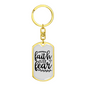 Over Fear Keychain Stainless Steel or 18k Gold Dog Tag Keyring-Express Your Love Gifts