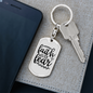 Over Fear Keychain Stainless Steel or 18k Gold Dog Tag Keyring-Express Your Love Gifts