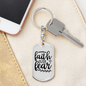 Over Fear Keychain Stainless Steel or 18k Gold Dog Tag Keyring-Express Your Love Gifts