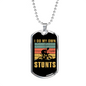 Own Stunts Cycling Necklace Stainless Steel or 18k Gold Dog Tag 24"-Express Your Love Gifts