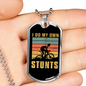 Own Stunts Cycling Necklace Stainless Steel or 18k Gold Dog Tag 24"-Express Your Love Gifts