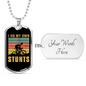 Own Stunts Cycling Necklace Stainless Steel or 18k Gold Dog Tag 24"-Express Your Love Gifts