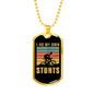 Own Stunts Cycling Necklace Stainless Steel or 18k Gold Dog Tag 24"-Express Your Love Gifts