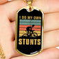 Own Stunts Cycling Necklace Stainless Steel or 18k Gold Dog Tag 24"-Express Your Love Gifts