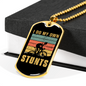 Own Stunts Cycling Necklace Stainless Steel or 18k Gold Dog Tag 24"-Express Your Love Gifts