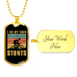Own Stunts Cycling Necklace Stainless Steel or 18k Gold Dog Tag 24"-Express Your Love Gifts