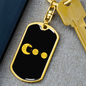 PacMan Bitcoin Dollar Euro Crypto Keychain Stainless Steel or 18k Gold Dog Tag Keyring-Express Your Love Gifts