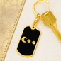 PacMan Bitcoin Dollar Euro Crypto Keychain Stainless Steel or 18k Gold Dog Tag Keyring-Express Your Love Gifts