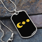 PacMan Bitcoin Dollar Euro Crypto Necklace Stainless Steel or 18k Gold Dog Tag 24" Chain-Express Your Love Gifts