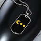 PacMan Bitcoin Dollar Euro Crypto Necklace Stainless Steel or 18k Gold Dog Tag 24" Chain-Express Your Love Gifts