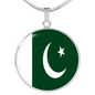 Pakistan Flag Necklace Circle Pendant Stainless Steel or 18k Gold 18-22"-Express Your Love Gifts