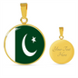 Pakistan Flag Necklace Circle Pendant Stainless Steel or 18k Gold 18-22"-Express Your Love Gifts