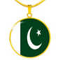 Pakistan Flag Necklace Circle Pendant Stainless Steel or 18k Gold 18-22"-Express Your Love Gifts