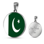 Pakistan Flag Necklace Circle Pendant Stainless Steel or 18k Gold 18-22"-Express Your Love Gifts