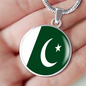 Pakistan Flag Necklace Circle Pendant Stainless Steel or 18k Gold 18-22"-Express Your Love Gifts