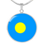Palau Flag Necklace Circle Pendant Stainless Steel or 18k Gold 18-22"-Express Your Love Gifts