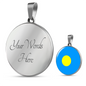Palau Flag Necklace Circle Pendant Stainless Steel or 18k Gold 18-22"-Express Your Love Gifts