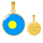 Palau Flag Necklace Circle Pendant Stainless Steel or 18k Gold 18-22"-Express Your Love Gifts