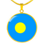 Palau Flag Necklace Circle Pendant Stainless Steel or 18k Gold 18-22"-Express Your Love Gifts