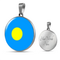 Palau Flag Necklace Circle Pendant Stainless Steel or 18k Gold 18-22"-Express Your Love Gifts