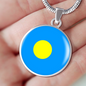 Palau Flag Necklace Circle Pendant Stainless Steel or 18k Gold 18-22"-Express Your Love Gifts