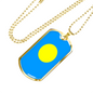 Palau Flag Necklace Stainless Steel or 18k Gold Dog Tag 24" Chain-Express Your Love Gifts