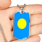 Palau Flag Necklace Stainless Steel or 18k Gold Dog Tag 24" Chain-Express Your Love Gifts