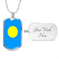 Palau Flag Necklace Stainless Steel or 18k Gold Dog Tag 24" Chain-Express Your Love Gifts