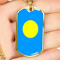 Palau Flag Necklace Stainless Steel or 18k Gold Dog Tag 24" Chain-Express Your Love Gifts