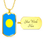 Palau Flag Necklace Stainless Steel or 18k Gold Dog Tag 24" Chain-Express Your Love Gifts