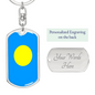Palau Flag Swivel Keychain Dog Tag Stainless Steel or 18k Gold-Express Your Love Gifts