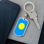 Palau Flag Swivel Keychain Dog Tag Stainless Steel or 18k Gold-Express Your Love Gifts