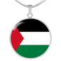 Palestine Flag Necklace Circle Pendant Stainless Steel or 18k Gold 18-22"-Express Your Love Gifts
