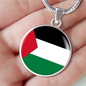 Palestine Flag Necklace Circle Pendant Stainless Steel or 18k Gold 18-22"-Express Your Love Gifts