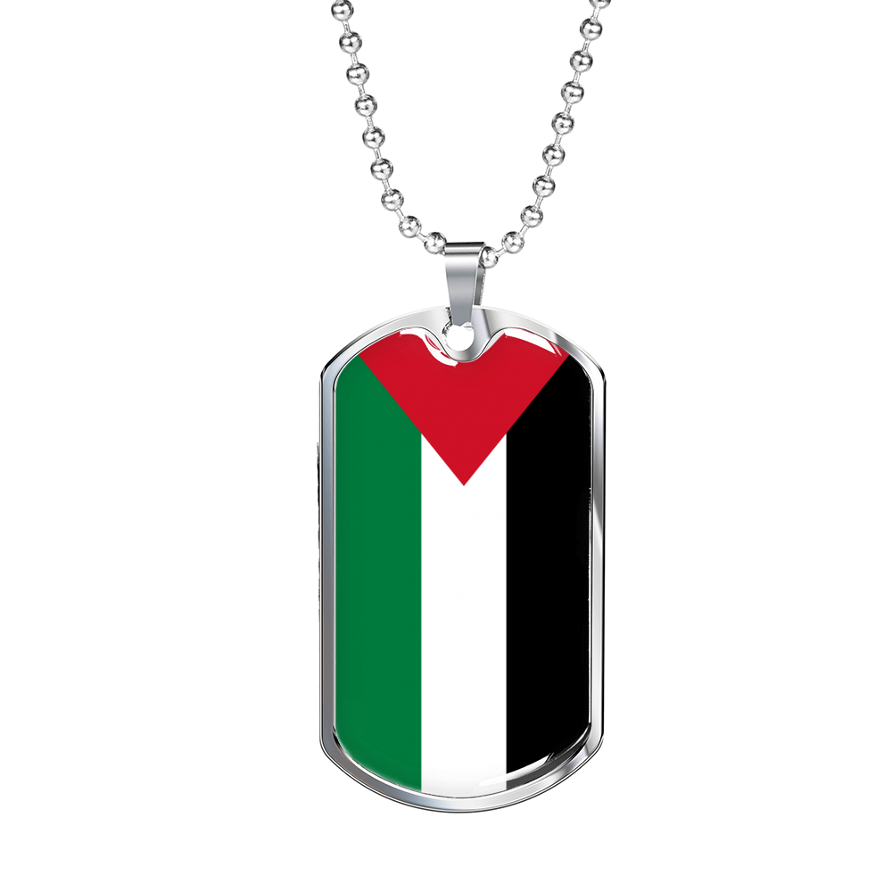 Palestine Flag Necklace Stainless Steel or 18k Gold Dog Tag 24" Chain-Express Your Love Gifts