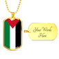 Palestine Flag Necklace Stainless Steel or 18k Gold Dog Tag 24" Chain-Express Your Love Gifts