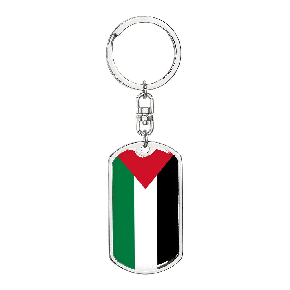 Palestine Flag Swivel Keychain Dog Tag Stainless Steel or 18k Gold-Express Your Love Gifts