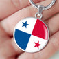 Panama Flag Necklace Panama Flag Circle Pendant Stainless Steel or 18k Gold 18-22"-Express Your Love Gifts