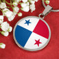 Panama Flag Necklace Panama Flag Circle Pendant Stainless Steel or 18k Gold 18-22"-Express Your Love Gifts