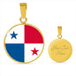 Panama Flag Necklace Panama Flag Circle Pendant Stainless Steel or 18k Gold 18-22"-Express Your Love Gifts