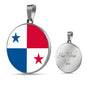 Panama Flag Necklace Panama Flag Circle Pendant Stainless Steel or 18k Gold 18-22"-Express Your Love Gifts