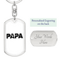 Papa Is A Carpenter Swivel Keychain Woodworker Dog Tag Stainless Steel or 18k Gold-Express Your Love Gifts