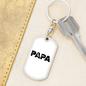 Papa Is A Carpenter Swivel Keychain Woodworker Dog Tag Stainless Steel or 18k Gold-Express Your Love Gifts