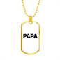 Papa Is A Carpenter Woodworker Dog Tag Stainless Steel or 18k Gold W 24"-Express Your Love Gifts