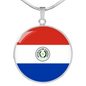 Paraguay Flag Necklace Circle Pendant Stainless Steel or 18k Gold 18-22"-Express Your Love Gifts